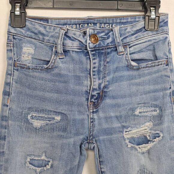 American Eagle Hi-Rise Jegging Crop Distressed 0 Regular - Picture 5 of 13